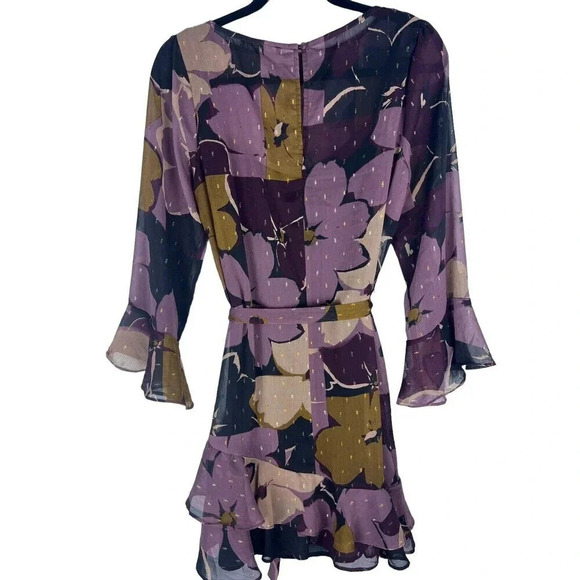 Olivaceous Fit & Flare Floral Ruffle Dress Size Medium - Picture 4 of 5